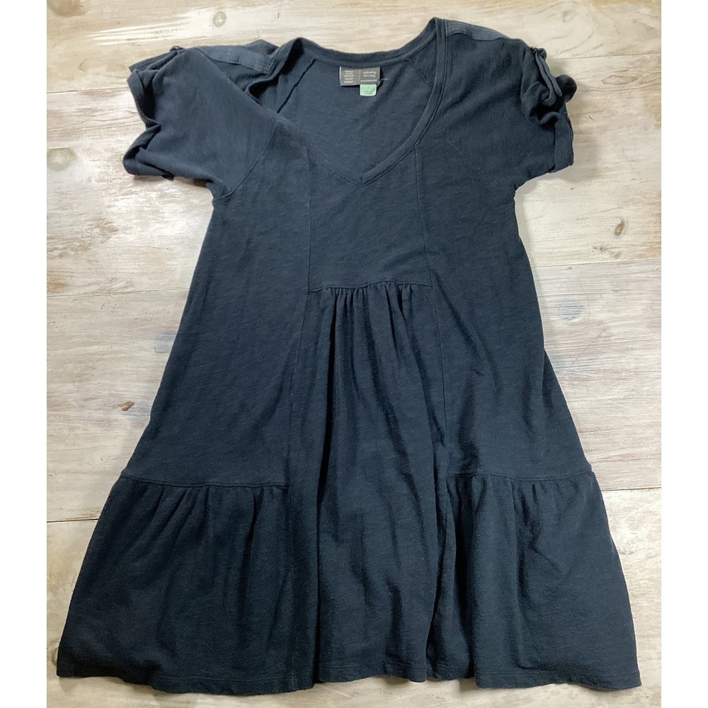 Anthropologie Dress Black Tiered Style Women's Small Minimalist Quiet Luxury